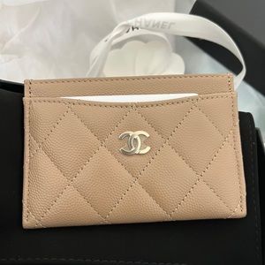Chanel Classic Card Holder 22A Dark Beige